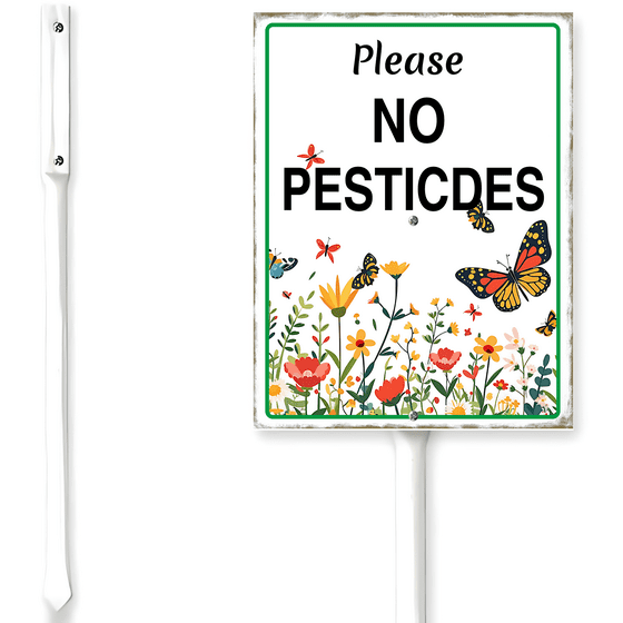 Kurmntregon Garden Sign No Pesticides Sign With Stake Pollinator ...