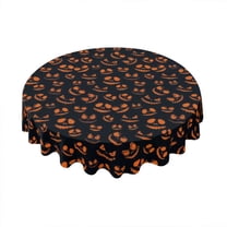 Kurmntregon Halloween Tablecloth Bat Pumpkin Scary Ghost Halloween Table Decor Round Farmhouse Table Cloth Holiday Table Decorations For Party Home Kitchen Dining 60 Inch