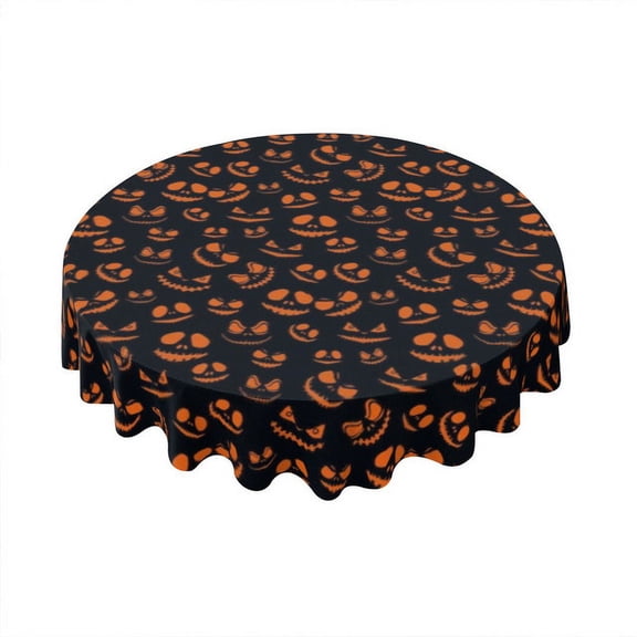 Kurmntregon Halloween Tablecloth Bat Pumpkin Scary Ghost Halloween Table Decor Round Farmhouse Table Cloth Holiday Table Decorations For Party Home Kitchen Dining 60 Inch
