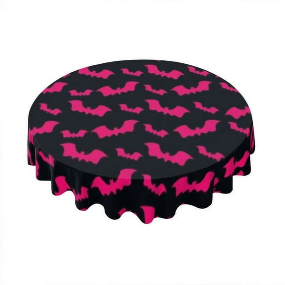 Kurmntregon Halloween Tablecloth Bat Pumpkin Scary Ghost Spider Table Cloth Round Washable Tablecloth Reusable Table Cloth For Home Party Dining Table Decor 60 Inch