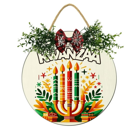 Kurmntregon Kwanzaa Decorations Kwanzaa Wooden Hanging Ornaments African Heritage Holiday Party Celebration Kwanzaa Wall Decor For Home Office Indoor New Year Christmas Decor 12"
