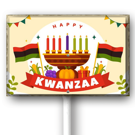 Kurmntregon Kwanzaa Yard Sign With Stake Kwanzaa Candles Garden Sign 8x12inch Outdoor Lawn Sign - African Heritage Holiday Yard Sign Lawn, Garden Yard Kwanzaa Festival Decor