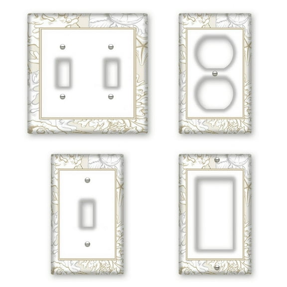 Kurmntregon Light Switch Cover Plate Decorative Seashells 03 Seasonal Decorative Light Switch Cover Switch Plate Toggle Wall Plate Switch Cover Plate For Bathroom Kitchen Standard Size