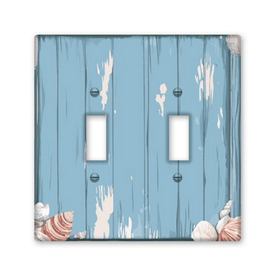 Kurmntregon Light Switch Covers Adorned With Seashells 2 Gang Light Switch Cover Plates Decorative Wall Plate, Lightswitch Cover For Bathroom Home Bedroom Decor 4.5inx4.5in