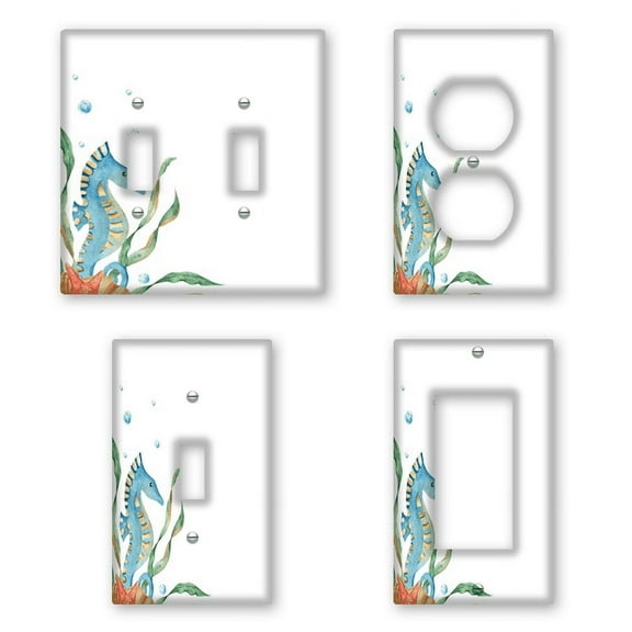 Kurmntregon Light Switch Covers Cute Seahorse Seaweeds Seashells Seasonal Light Switch Cover Decorative Wall Plate Wallplate Switchplate Decor Lightswitch Faceplate Standard Size
