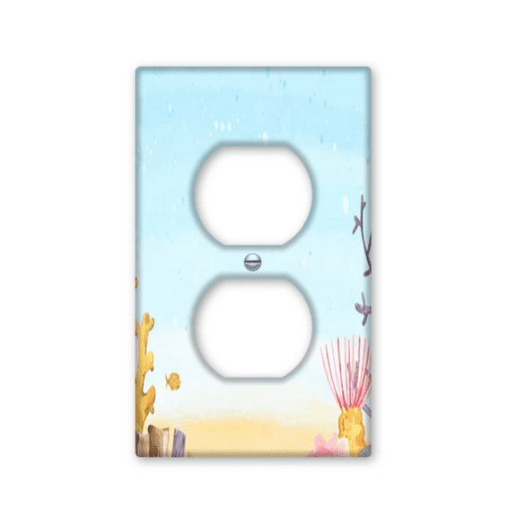 Kurmntregon Light Switch Covers Oceans With Aquatic Creatures 2 Gang Light Switch Cover Plates Decorative Wall Plate, Lightswitch Cover For Bathroom Home Bedroom Decor 4.50inx2.76in