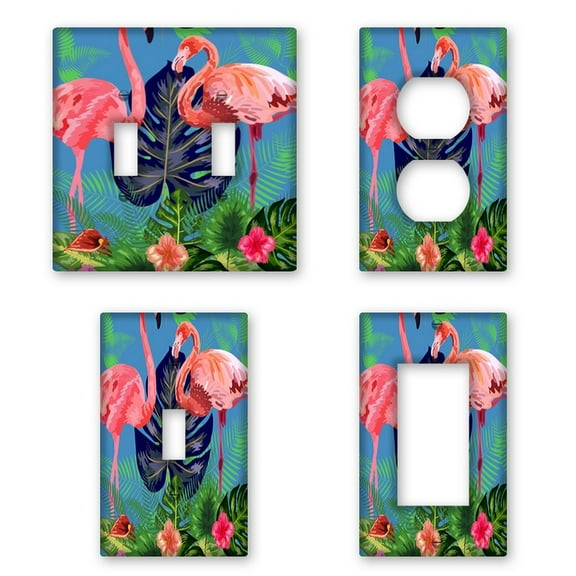 Kurmntregon Light Switch Plates Outlet Covers Flamingo Seasonal Light Switch Cover Decorative For Kitchen Bathroom Bedroom Decor Living Bedroom Standard Size