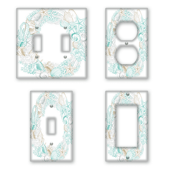 Kurmntregon Light Switch Plates Outlet Covers Seashells 02 Seasonal Light Switch Cover Decorative Wall Plate Plastic Faceplate For Bathroom Home Bedroom Decor Standard Size