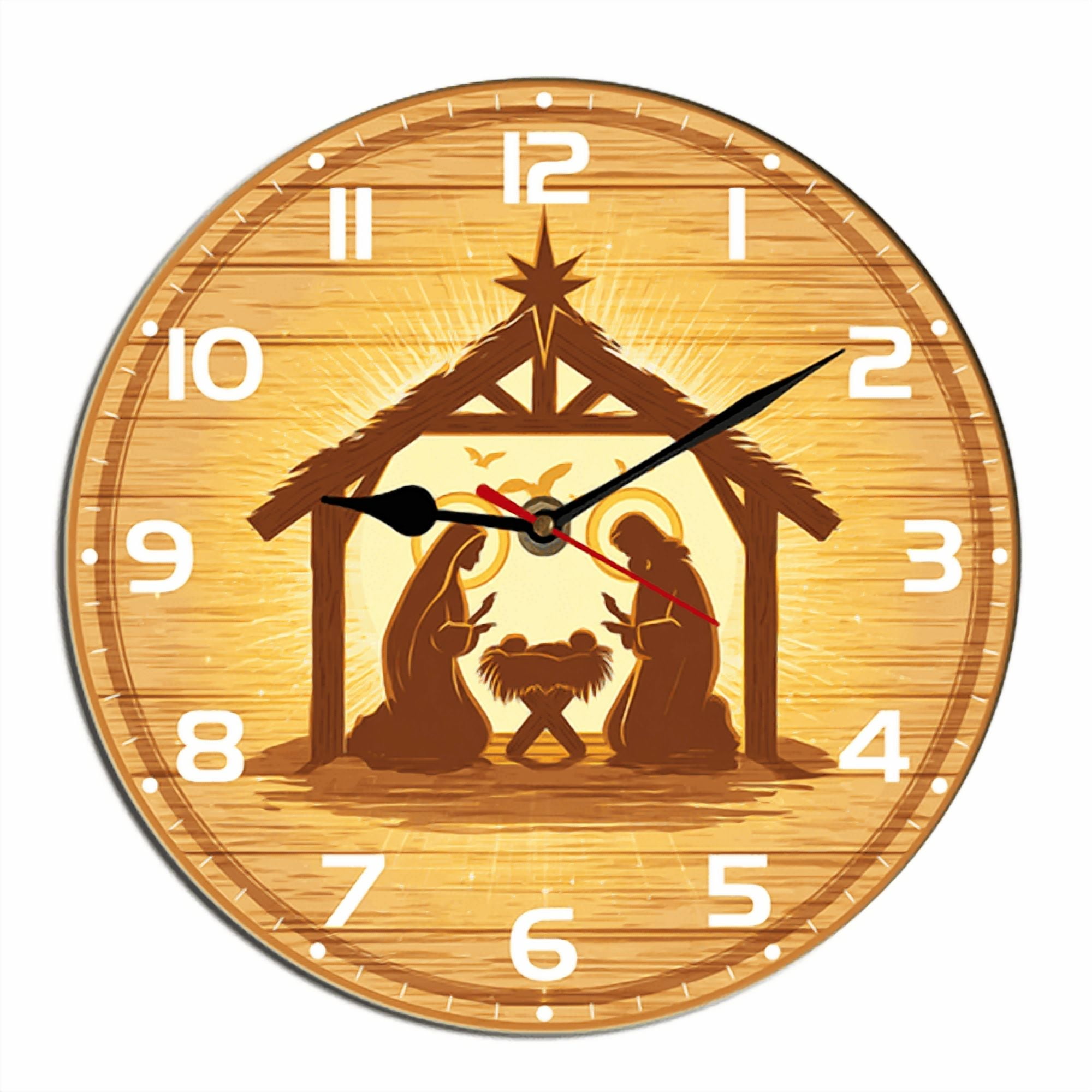 Kurmntregon Nativity Scene Christian Christmas Wall Clock Birth Of ...