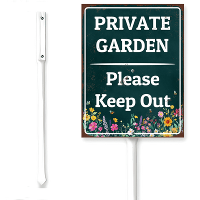 Kurmntregon Private Garden Please Keep Out Yard Sign With Stake Keep Off Grass Street Business Rustproof Outdoor Aluminum Plaque Decorations Yard Supplies For Home Garden Lawn 6x4.6"