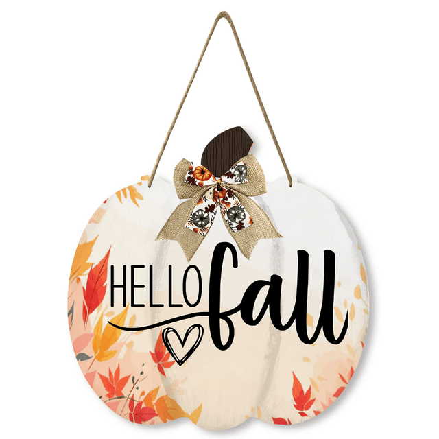 Kurmntregon Pumpkin Sign Wooden Hello Fall Wall Decor 12inch Fall ...