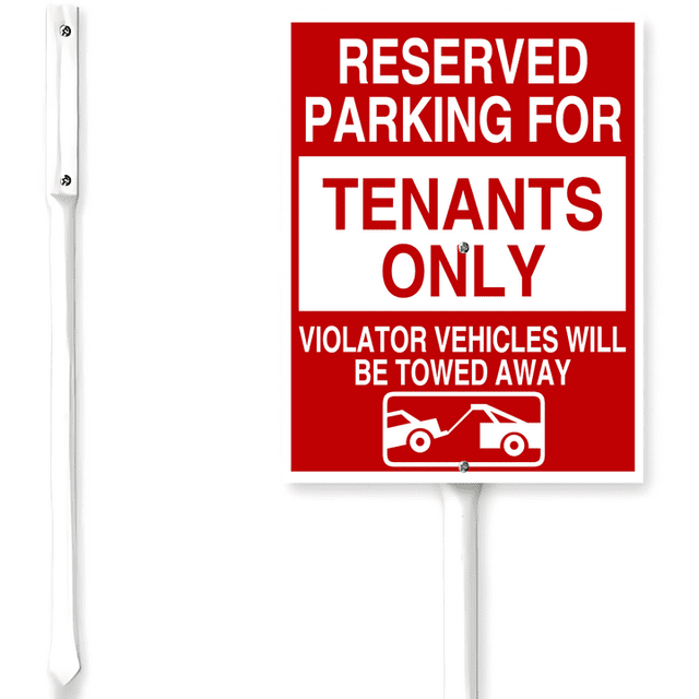 Amexiu Parkschild „Reserved Parking For Tenants Only“ – 2 Stück, Aluminium, Reflektierend, 35,6x25,4 Cm Für Außenbereich