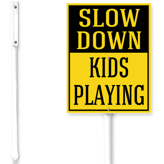 Kurmntregon Slow Down Sign Kids Playing Yard Sign With Stake Caution ...