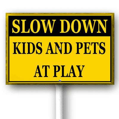 Kurmntregon Slow Down Kids And Pets At Play Yard Sign With Stake Caution Neighborhood Aluminum Outdoor Lawn Roads Street Business Porch Farmhouse Ranch Farm Courtyard Traffic 8x12inch