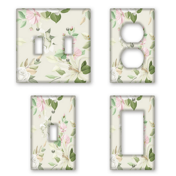 Kurmntregon Vintage Floral Decorative Light Switch Cover Plate Spring Florall Light Switch Cover Decorative Wall Plate Electrical Switchplate Home Decor For Living Room Bedroom Standard Size