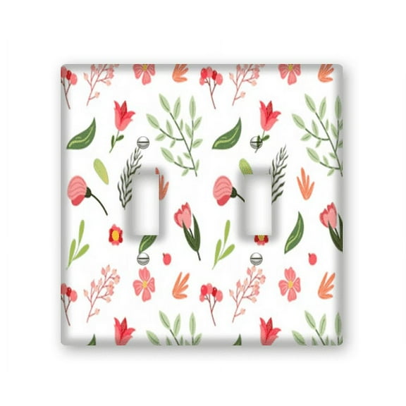 Kurmntregon Vintage Floral Light Switch Cover Plate Decorative 2 Gang Light Switch Cover Decorative Wall Plate Plastic Faceplate For Bathroom Home Bedroom Decor 4.5inx4.5in