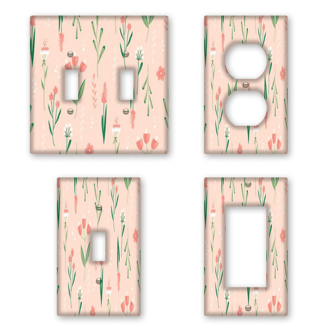 Spring Butterfly Light Switch Cover / Outlet Plate – Lilac Violet Floral Design, Standard Size Single Duplex, Thermoplastic Wall Plate