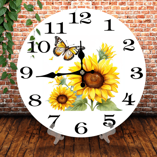 Kurmntregon Wall Clock Butterfly Sunflower Acrylic Painted Silent Non ...