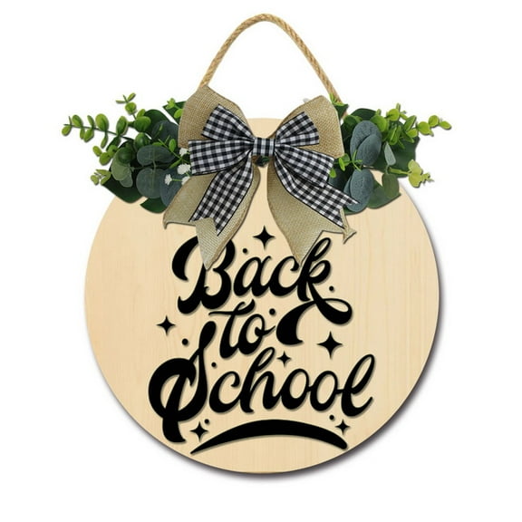 Kurmntregon Welcome Back To School Sing For Outdoor Classroom Sign For Front Door With 4 Seasonal Wreaths Farmhouse Front Porch Décor Housewarming Gifts 12X12"