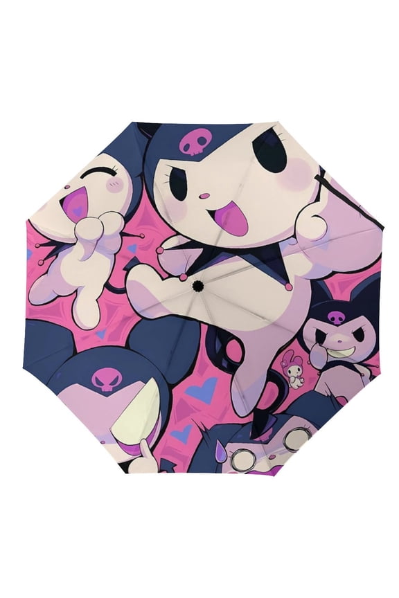 Kuro-mi Umbrella for Adults Teens Kids, Lightweight Windproof Anti Rain Folding Telescopic Umbrella for Travel School Work