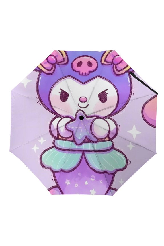 Kuro-mi Umbrella for Adults Teens Kids, Lightweight Windproof Anti Rain Folding Telescopic Umbrella for Travel School Work