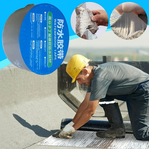 Kuroiy Aluminum Foil Butyl Tape Roll | Self-Adhesive Sealing Strip for Roofs, Cracks, RV Repairs, HVAC | Steel Color | Thick Flexible Rubber Backing | 1 Pack | Indoor Outdoor | Airtight Watertight