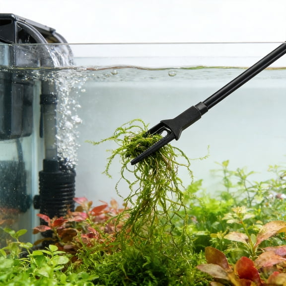 Kuroiy Aquarium Plant Clip Tool | Plastic Aquatic Planting Tweezer 19.7in | Non-Slip Black Aquarium Pruning & Cleaning Clamp | Extended Fish Tank Accessory | Durable, Rustproof, Easy Debris Removal