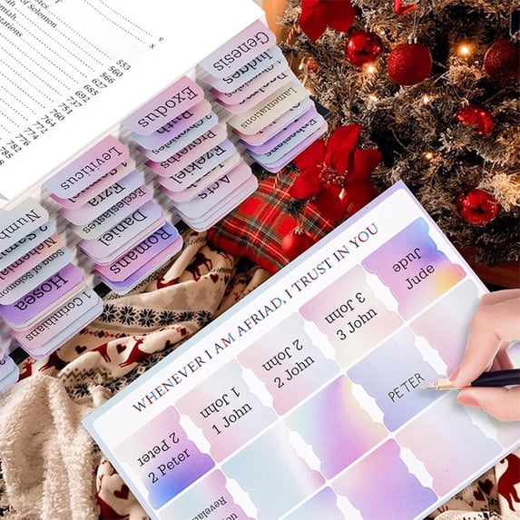 Kuroiy Bible Guidance Tabs Set - Multicolor Paper, Book Tabs & Blank Tabs for Easy Bible Navigation, Customizable Verses & Notes, Pack of 6 Sheets, 20x4cm, 35g