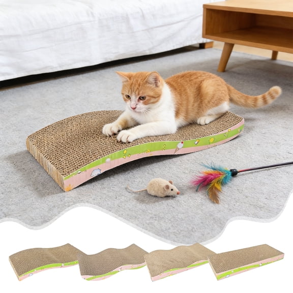 Kuroiy Cat Scratching Board Corrugated Cardboard | Durable Claw Sharpener Scratch Pad | Multicolor High-Density Pet Furniture | 16.9x9x1.5in | Indoor Cat Rest Station