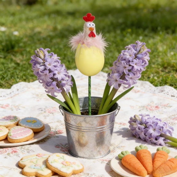 Kuroiy Easter Chick Decoration | Yellow Plush Farm Chicken Figurine With Eggshell | Spring Home Décor Accent | 35cm Soft Plastic Fluffy Rooster | Table Centerpiece | Durable Material | Party Supplies