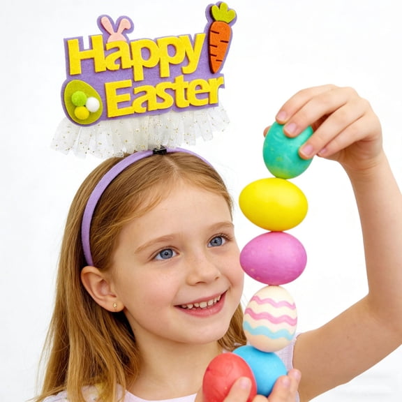 Kuroiy Easter Egg Headband | Colorful Spring Flowers | Dotted Easter Eggs | Lightweight Flexible Band | Festive Holiday Dress Up Accessory | 1 Piece | Party Photo Prop