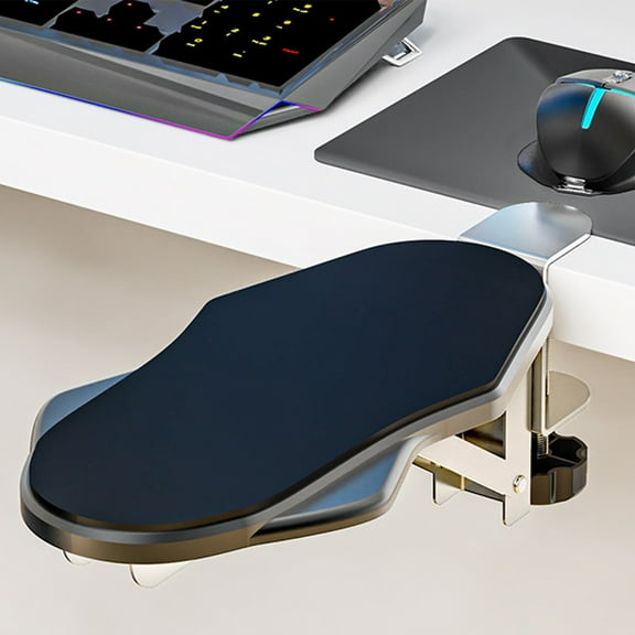 Kuroiy Ergonomic Desk Extender Tray | Table-Mounted Arm Wrist Support - Waterproof ABS | 12.2" x 5.7" Black Board | Foldable Design | Quick Clamp Fits Up to 2.36" Thick | Multi-Use Desktop Extension