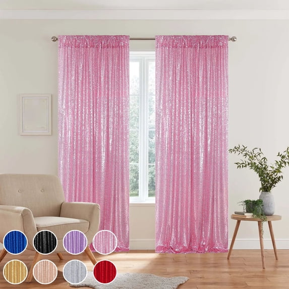 Kuroiy Gold Sequin Party Background Curtain | Polyester Mesh Fabric | Large Size 24x96 in | Shimmering Decorative Drapes for Wedding, Holiday, Event, DIY Deco | Single Panel | Multiple Colors