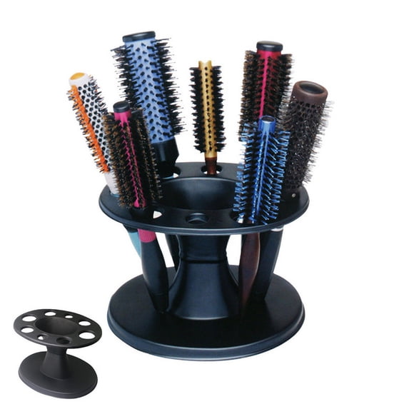 Kuroiy Hair Roller Comb Stand | Flower Ceramic Hair Brush Display Rack | 8 Slot Central Storage Organizer | Black ABS Durable Hairdressing Tool Holder | Salon Station Accessory