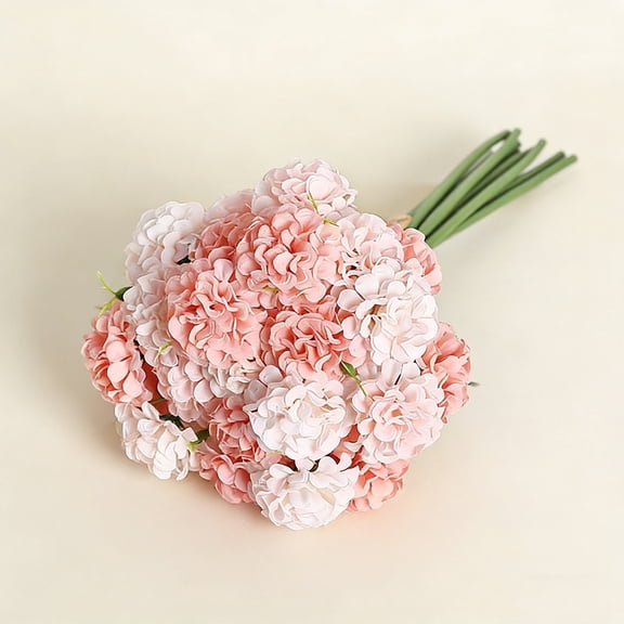 Kuroiy Hydrangea Artificial Flowers Silk Faux Floral Arrangement, Lifelike Petal Texture Dusty Blue Blush, Full Bouquet Flexible Stem