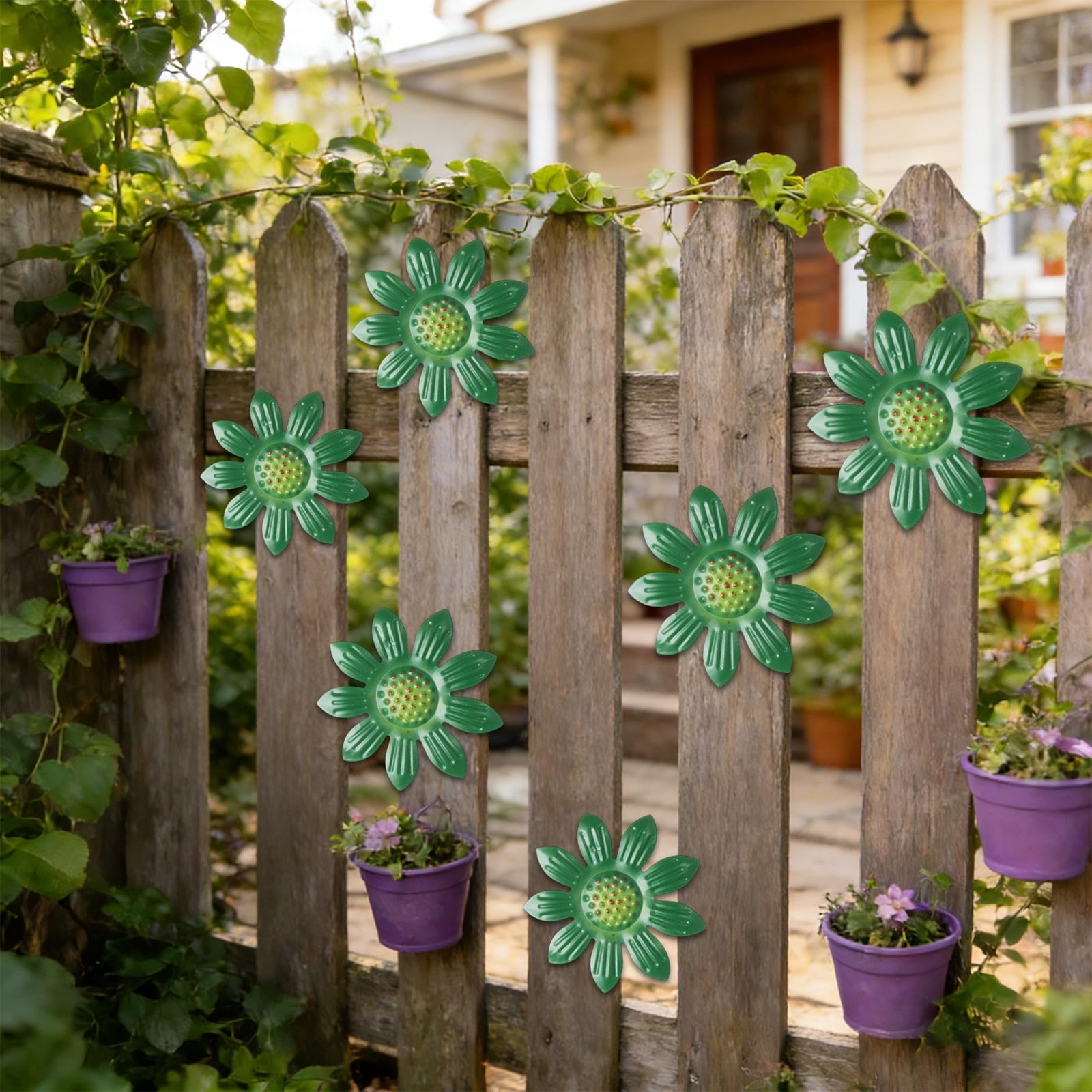 Kuroiy Iron Daisy Outdoor Wall Hanging Decor Waterproof Metal Garden — free download