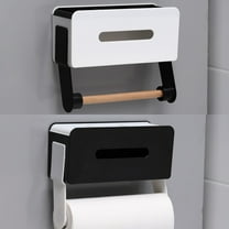 Kuroiy Magnetic Fridge Organizer Spice Rack | Refrigerator Shelf with Paper Towel Holder | Foldable PP Storage | Strong Magnet Mount | Multi-Tier | White Black | 10x8x3 in | 1 Piece