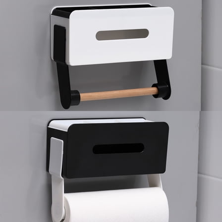 Kuroiy Magnetic Fridge Organizer Spice Rack | Refrigerator Shelf with Paper Towel Holder | Foldable PP Storage | Strong Magnet Mount | Multi-Tier | White Black | 10x8x3 in | 1 Piece