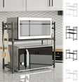 thumbnail image 1 of Kuroiy Microwave Oven Shelf | Multi-Story Countertop Organizer | Plastic Stackable Spice Towel Rack | White | Space-Saving No-Drill Design | Rust Resistant | 28.3x23.4x13in, 1 of 7
