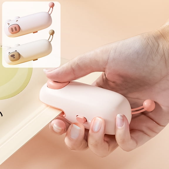 Kuroiy Mini Snack Sealer | Portable Plastic Bag Sealing Machine | Stainless Steel Coffee Pink | Heat Seal Clips | Type-C Rechargeable | Compact Design | Preserves Freshness | Fast Instant Seal