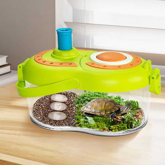 Kuroiy Multi-Function Insect Observation Box | Silkworm Feeding Capsule | Tortoise Breeding House | LED Light 360° Panoramic View | Air Ventilation | 20x10.5x12cm | 1 Set