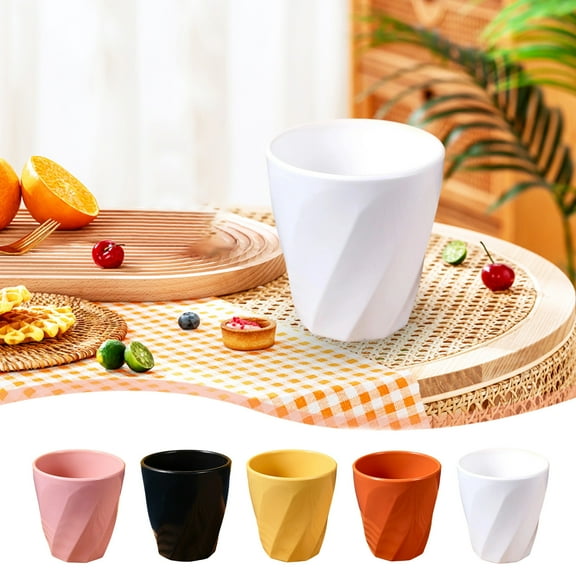 Kuroiy Multi-Purpose Plastic Drinking Cup | Twist Grip Design | Black White Pink Orange Yellow | Durable Food-Grade Material | 9cm x 8.5cm | Lightweight | Single Pack