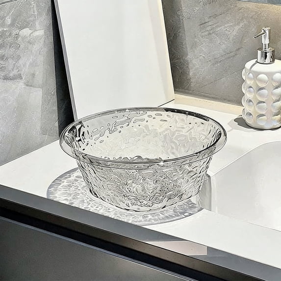 Kuroiy Plastic Wash Basin Clear Thickened PET Large Round Laundry Tub for Kitchen, Bathroom, or Soaking