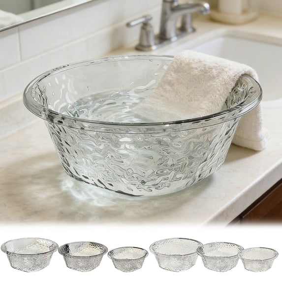 Kuroiy Plastic Wash Basin Clear Thickened PET Large Round Laundry Tub for Kitchen, Bathroom, or Soaking