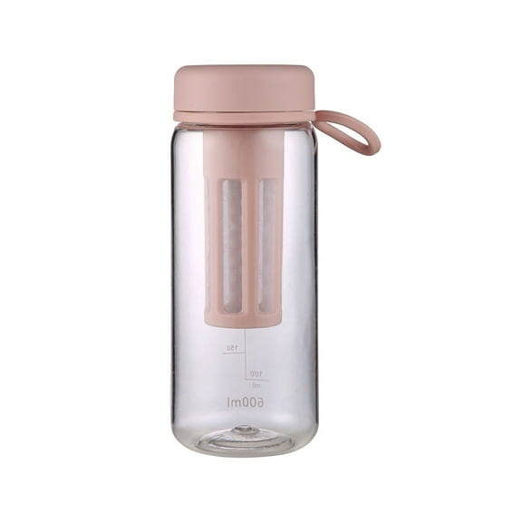 Kuroiy Portable Infuser Water Bottle | Cold Brew Coffee & Tea Cup | Double-Layer Filter | Leakproof Flip Cap | Wide Opening | 600ml | BPA-Free Plastic | 7x7x18.5cm | White, Gray, Green, Blue, Pink