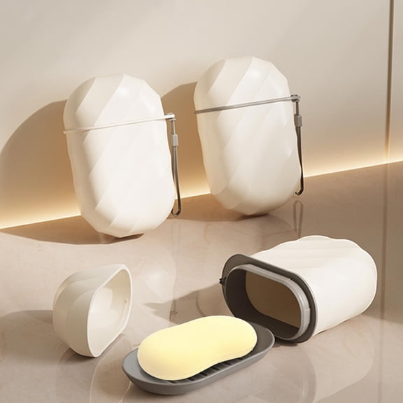 Kuroiy Portable Soap Dish | Travel Soap Holder With Lid | Drainable Plastic Storage Case | White or Gray | Compact Design | Leakproof | Secure Groove Keeps Soap Dry | Fits Backpack or Suitcase