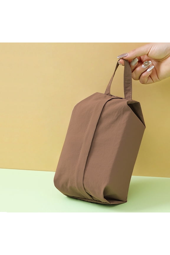 Portable Travel Storage Organizer Bag | Clothes & Shoes Carrying Case | Foldable 100% Polyester | Lightweight, Durable, Khaki | 11"x4.7" | Space-Saving Home & Luggage Packing