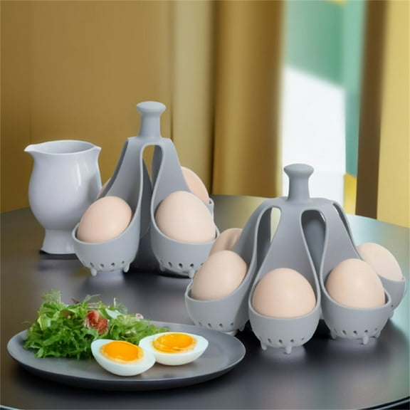 Kuroiy Silicone Egg Poacher Cooker Tray | Non-Stick Flexible Food-Grade Steam & Boil Egg Maker | High Heat Resistant | Drainage Pits | 4-Cup or 6-Cup | 13x13x12.5cm/16x16x12.5cm | 1 Pack