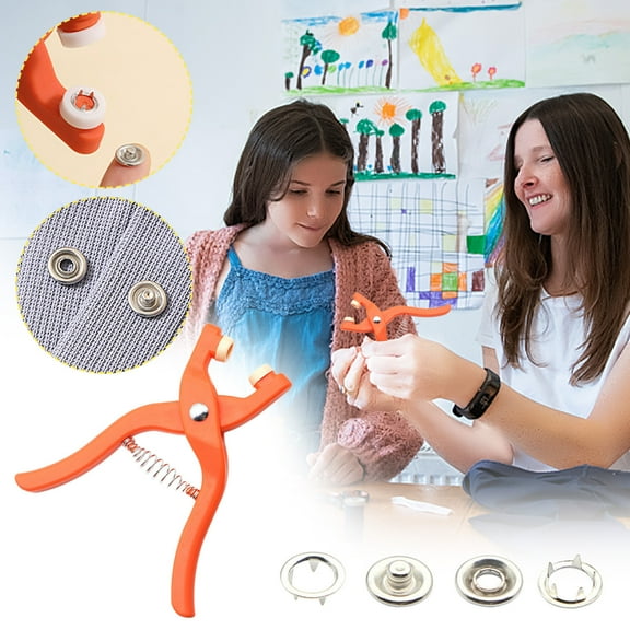 Kuroiy Snap Button Kit | Metal Snap Fasteners and Five-Claw Hand Crimping Pliers Set | Stainless Steel Snaps | ABS Handle Tool | 50 Button Sets | 23x18 cm Tool | Storage Box Included