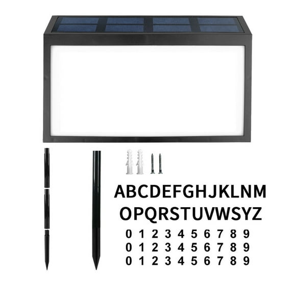 Kuroiy Solar-Powered Address Sign LED Light | Weather-Resistant ABS+PC Housing | IP65 Waterproof | 2000mAh Battery | 10 LEDs Dual Color | Wall/In-Ground Mount | 11.02x7.20x1.26in | Home Visibility